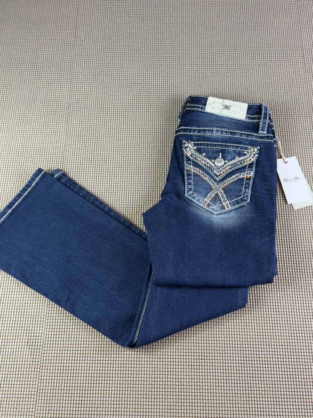 MISS ME western chloe slim boot cut denim western jeans size 26 sequins detail
